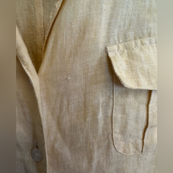 Tracy M sleeveless linen tie front blouse in yellow Size M - Picture 4 of 5